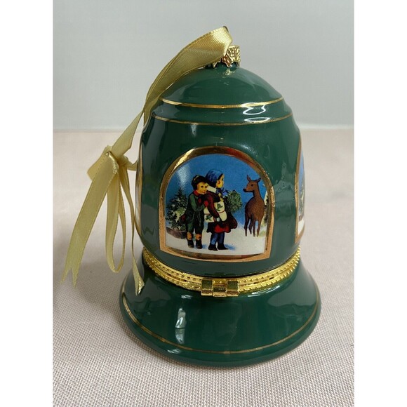 Mr. Christmas Bell Ornament Music Box  Plays Silent Night Green & Gold. - Picture 3 of 8